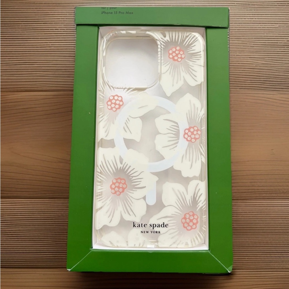 KATE SPADE Phone Case iPhone 15 Pro Max Clear Pink Floral Mag Safe Drop Protect - Picture 9 of 9